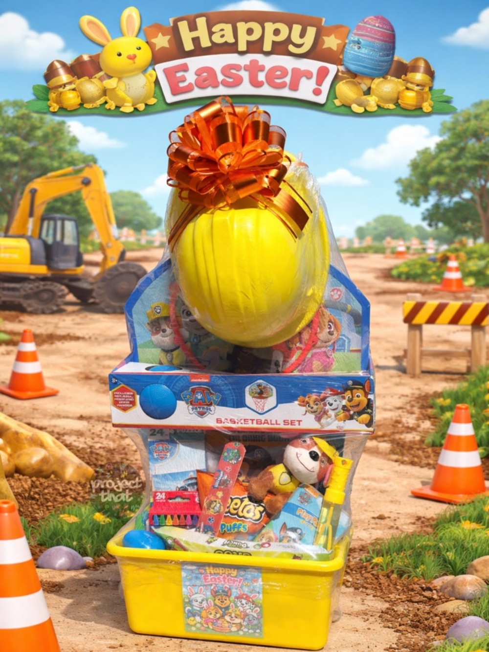 Construction Pup Prefilled Easter Basket